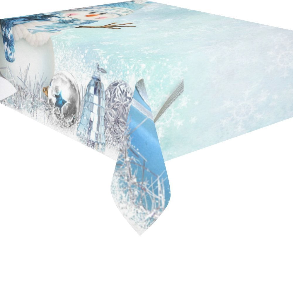 MYPOP Festival Christmas Winter Snowman Snowflake Tablecloth Sets 52x70