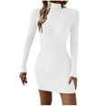 thumbnail image 2 of Wancir Women's 2024 Ribbed Long Sleeve Sweater Dress High Neck Slim Fit Knitted Midi Dress, 2 of 9