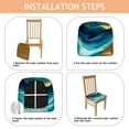 thumbnail image 4 of Teal Gold Marble Seat Covers for Dining Room Chairs Set Of 4,Stretch Printed Washable Chair Seat Cover with Elastic Ties and Button,Removable Waterproof Couch Cushion Covers, 4 of 6
