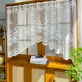 thumbnail image 3 of White Lace Arched Sheer Curtain Floral Embroidered Swag Curtain Valance Tier for Doorway Kitchen Bathroom Window, Rod Pocket Top 1 Panel (White,W63 x L39 inch), 3 of 9