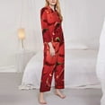 thumbnail image 3 of Honeii Floating Red Chili Peppers Print Women's Pajama Sets Long Sleeve Button Down Sleepwear Nightwear Soft Pjs Lounge Sets 2PCS-XX-Large, 3 of 7