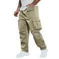 thumbnail image 2 of Cargo Pants for Men Straight Leg Multi-Pockets Nylon Hiking Trousers with Pockets Drawstring Elastic Waist Solid Color Relaxed Outdoor-Pant, 2 of 8