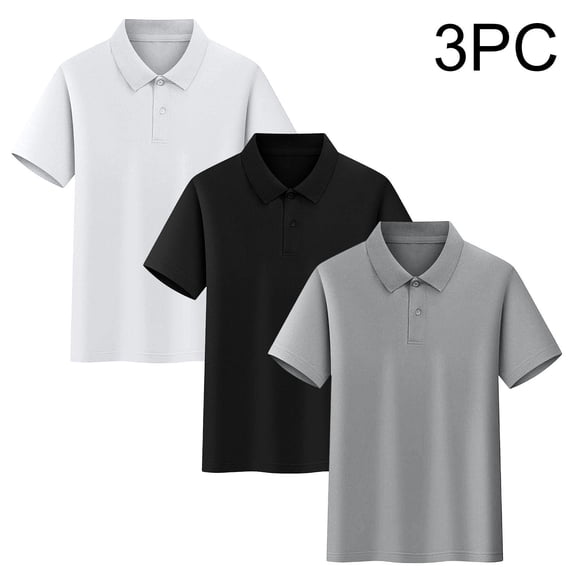 Tdoqot Boys Cotton Polo Shirts 3 PC- Summer Casual Short Sleeve Soft Kids School Uniform Size 4-16