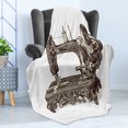 thumbnail image 4 of Steampunk Soft Flannel Fleece Blanket, Vintage Sewing Machine Hand-Drawn Sketch Antique Nostalgic Object Print, Cozy Plush for Indoor and Outdoor Use, 60" x 80", Dark Brown and Ivory, by Ambesonne, 4 of 5