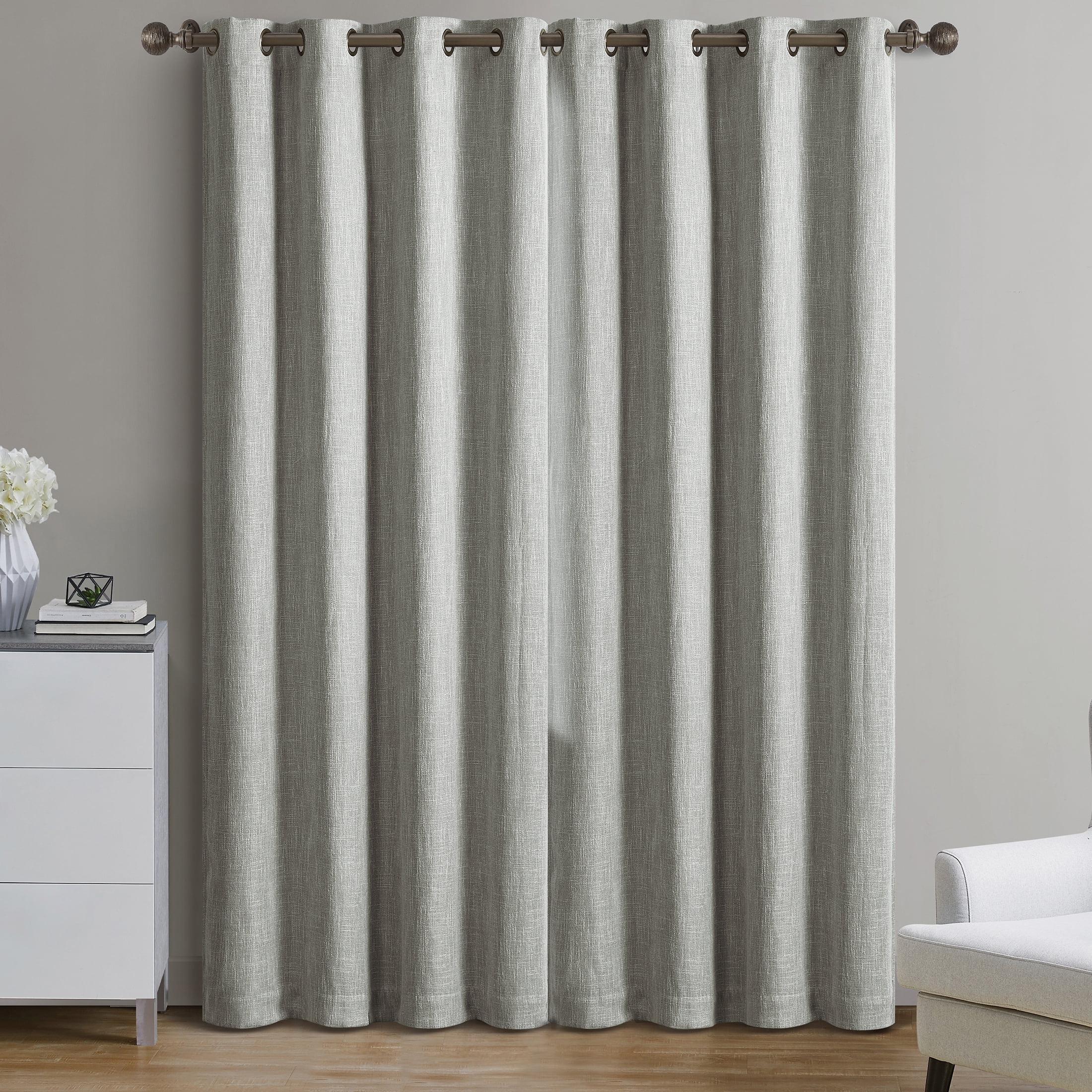 Better Homes & Gardens Solid Woven Textured Grommet Blackout Curtain Panel, 1-Piece, Silver, 50" W x 95" L