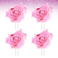 thumbnail image 5 of KAKOWELY 4 pinzas para el pelo con forma de U de flor y rosa, para fiestas hawaianas (rosa), 5 of 5
