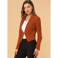 thumbnail image 4 of Chaqueta Corta Casual Allegra K De Negocios Sin Cuello Para Mujer Marrón XL, 4 of 6