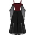 thumbnail image 5 of Women's Gothic Punk Dress Cold Shoulder Butterfly Sleeve Christmas Cosplay Party Dress, 5 of 11