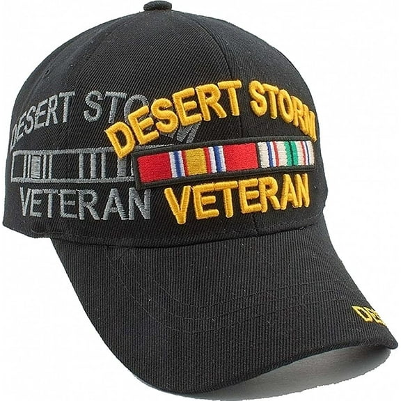 US Military Desert Storm Veteran Ribbons Shadow Mens Black Baseball Cap Hat