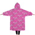 thumbnail image 2 of Oversized Wearable Blanket Hoodie,Pink Breast Cancer Sherpa Blanket Hoodie with Super Pockets,Super Warm Fuzzy Pullover for Women & Men, 2 of 6