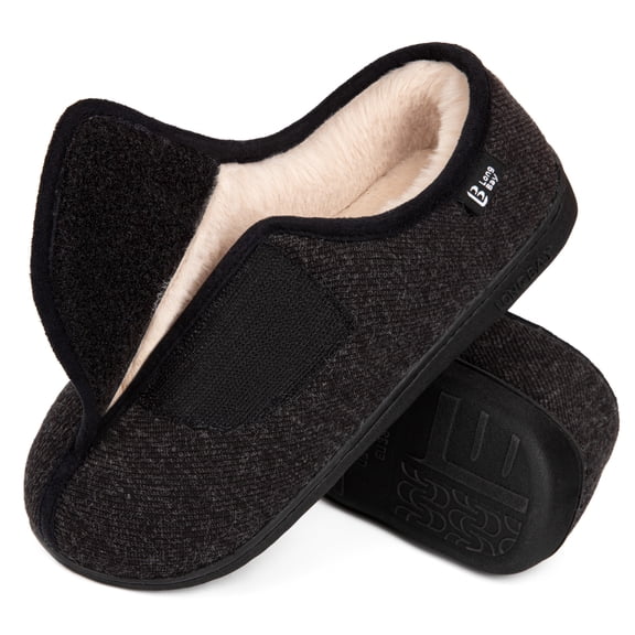 LongBay Women's Adjustable Diabetic Slippers Memory Foam Arthritis Edema Fuzzy House Shoes