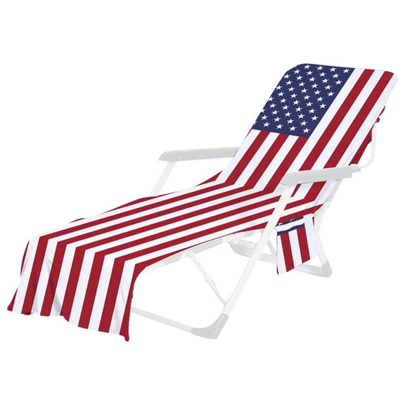 Darzheoy Beach Chair Cover with Side Pockets, Microfiber Chaise Lounge Chair Towel Cover for Sun Lounger Pool Sunbathing Garden Beach Hotel, Easy to Carry Around, No Sliding (83" x 29")
