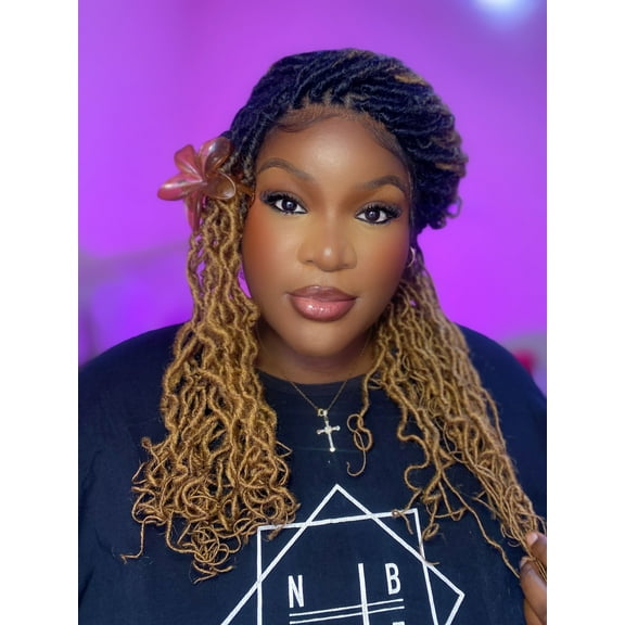 LUXLUXE Diamond Curly Locs 23 in Long 4X4 Hand Tied Lace Braid Braided Wig, Beauty Heat Resistant Fiber,