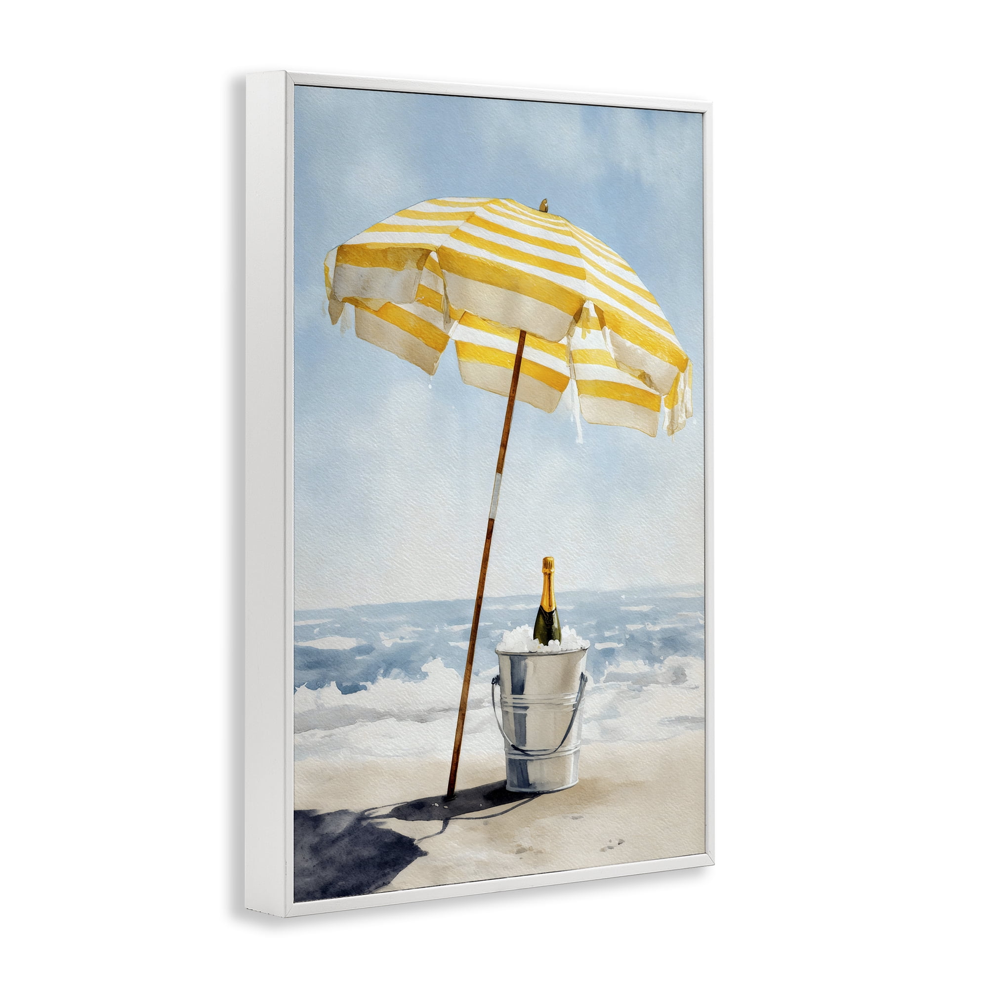 Stupell Industries Sunshine Celebration at Seaside White Framed Giclee Art, design by Petal Prints Design