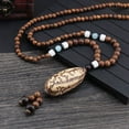 thumbnail image 3 of Cadena de suéter larga de madera estilo étnico retro, colgante Bodhi, collar de cuentas de madera, colgante de algodón y lino para hombres y mujeres, accesorios, 3 of 6
