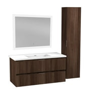 Conques 39 in. Wall Mount Bathroom Vanity Set in Dark Brown