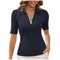thumbnail image 3 of Htigea V Neck T Shirts for Women - Soft Short Sleeve Basic Tees Comfortable Spring Summer Casual Trendy Tops 2025 Navy,S, 3 of 6