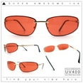 thumbnail image 2 of Rimless Narrow Rectangle Wrap Luxury Metal Rim Oversized Sunglasses Gold - Burgundy, 2 of 8
