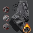 thumbnail image 2 of Lohuatrd Men Winter Pants Drawstring Elastic Waist Solid Color Pockets Thick Ankle-banded Loose Warm Soft Plush Ankle Length Men Sports Jogging Long Trousers Sweatpants, 2 of 7