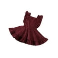 thumbnail image 2 of Franhais Girls Solid Color Suspender Skirt, Sleeveless Square Collar Large Hem High Waist Dress with Ruffles, 2 of 9