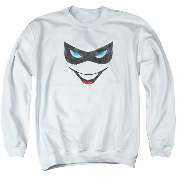 Batman Harley Face Adult Crewneck Sweatshirt White