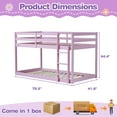 thumbnail image 7 of SESSLIFE Bunk Bed Twin Over Twin, Low Floor Bunk Bed with Guard Rails for Dorm, Small Space, No Box Spring Needed (Pink), 7 of 7