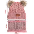 thumbnail image 2 of Gorro de lana para niño pequeño, gorro de punto con doble pompón y giro invernal, color rosa, 2 of 3