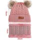 thumbnail image 2 of Gorro de lana para niño pequeño, gorro de punto con doble pompón y giro invernal, color rosa, 2 of 3