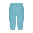 thumbnail image 3 of Ixbnca Plus Size Capri Leggings for Women Biker Stretchy Casual Knee-Length Short Pants Solid Color Yoga Shorts, 3 of 5