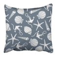 thumbnail image 1 of RYLABLUE Blue Seashells Sea Stars and Anchors Colorful Marine with Starfishes and Shells Collection Navy Pillowcase 18x18 inch, 1 of 1