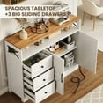 thumbnail image 3 of Juiluna 47" Farmhouse Sideboard Buffet Cabinet with Storage, Antique White Storage Cabinet with 2 Barn Doors and 3 Drawers, Coffee Bar Station Table with Built-in Power Outlet for Kitchen, Livingroom, 3 of 9