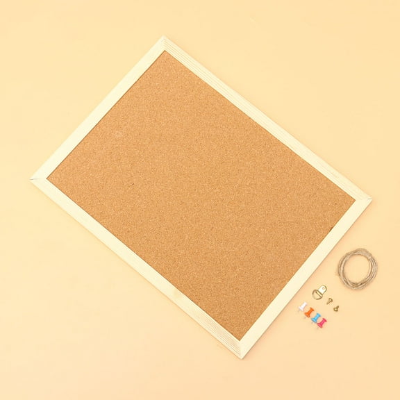 Homoyoyo Brown Wooden Cork Board Photo Wall Memo Board with Smooth Writing Surface