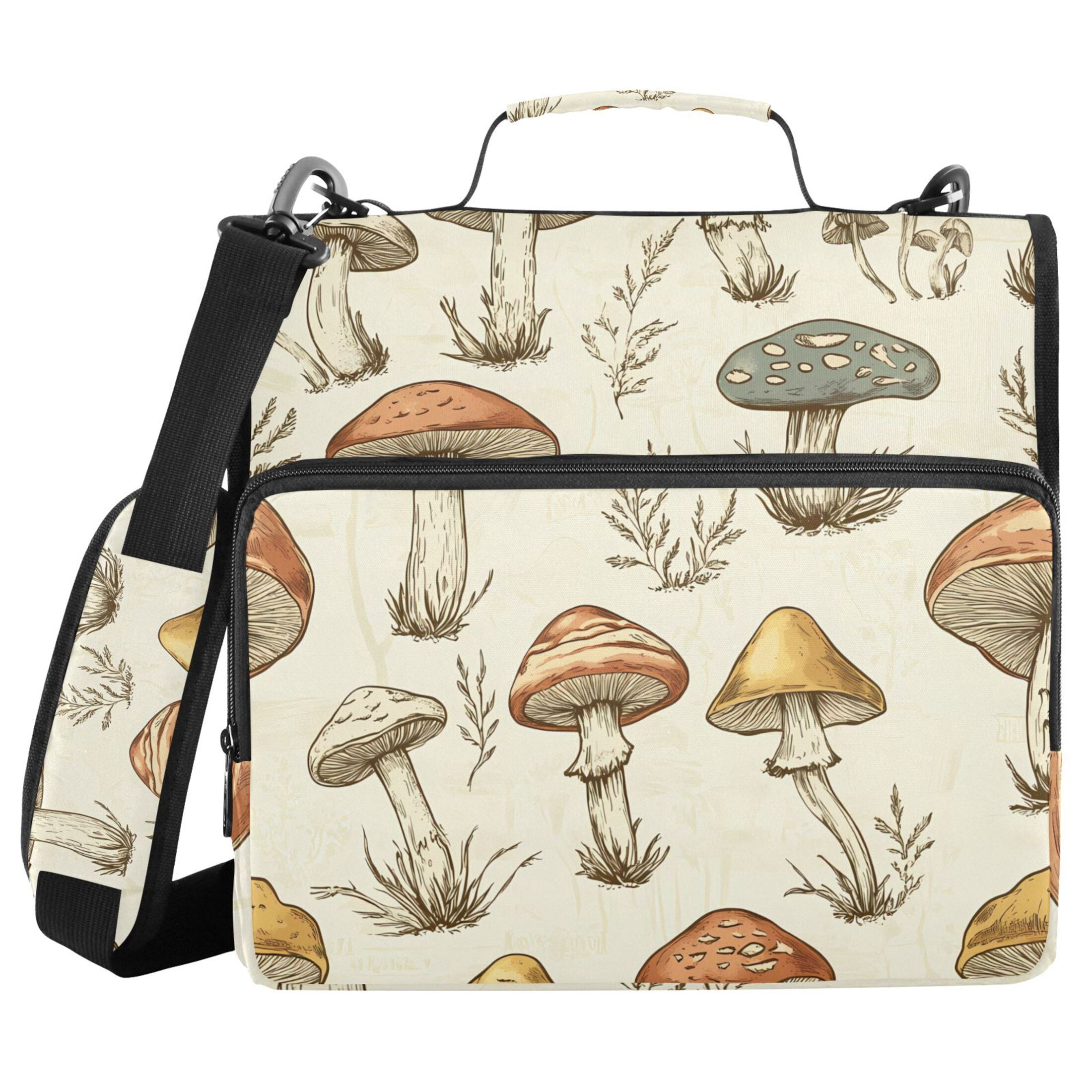 ALAZA Zipper Binder Retro Mushrooms Vintage 3 Ring Trapper Keeper File Folder Organizer Bag