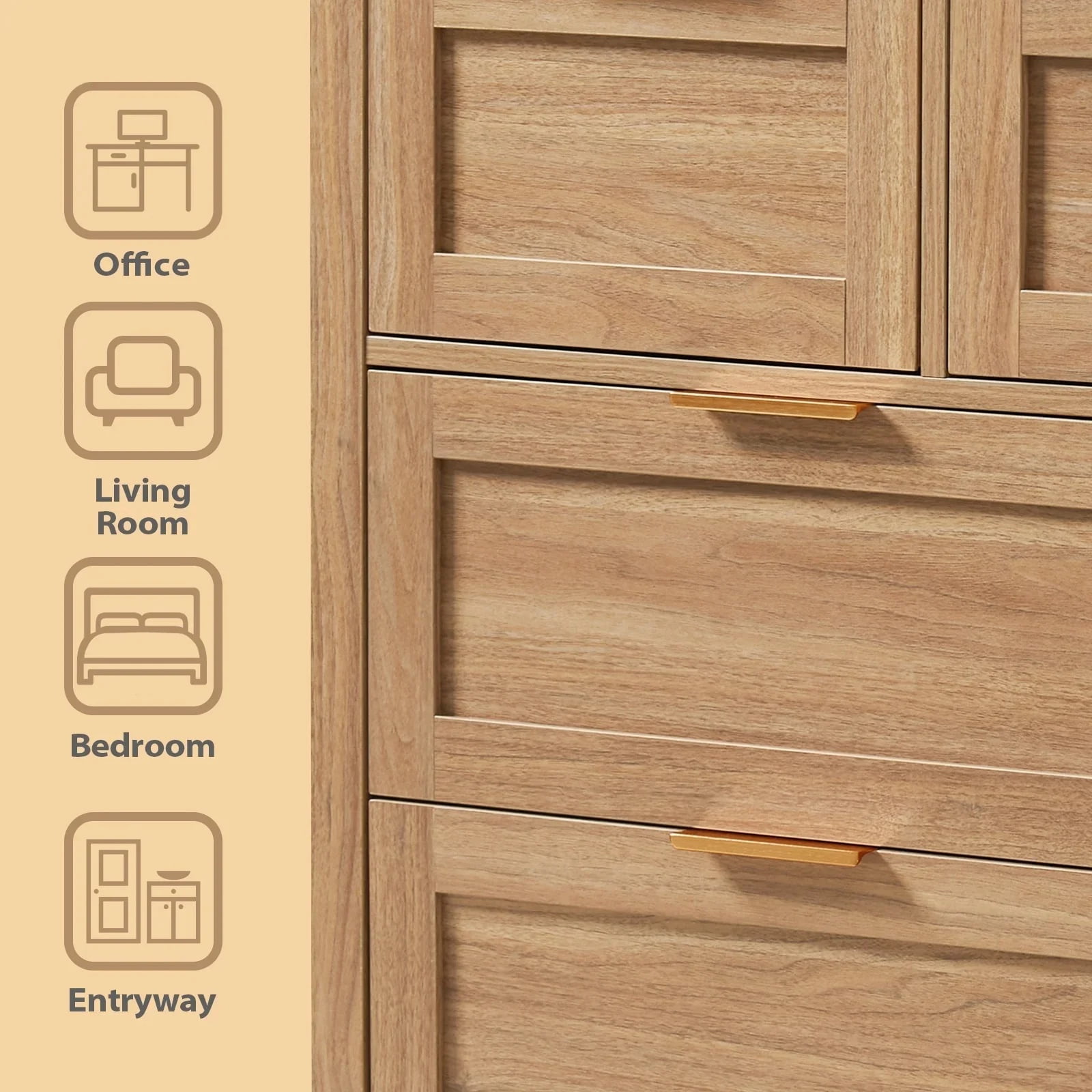ARKANTOS Wooden 7 Drawer Double Dressers, Wide Chests of Drawers for Bedroom, Natural Oak