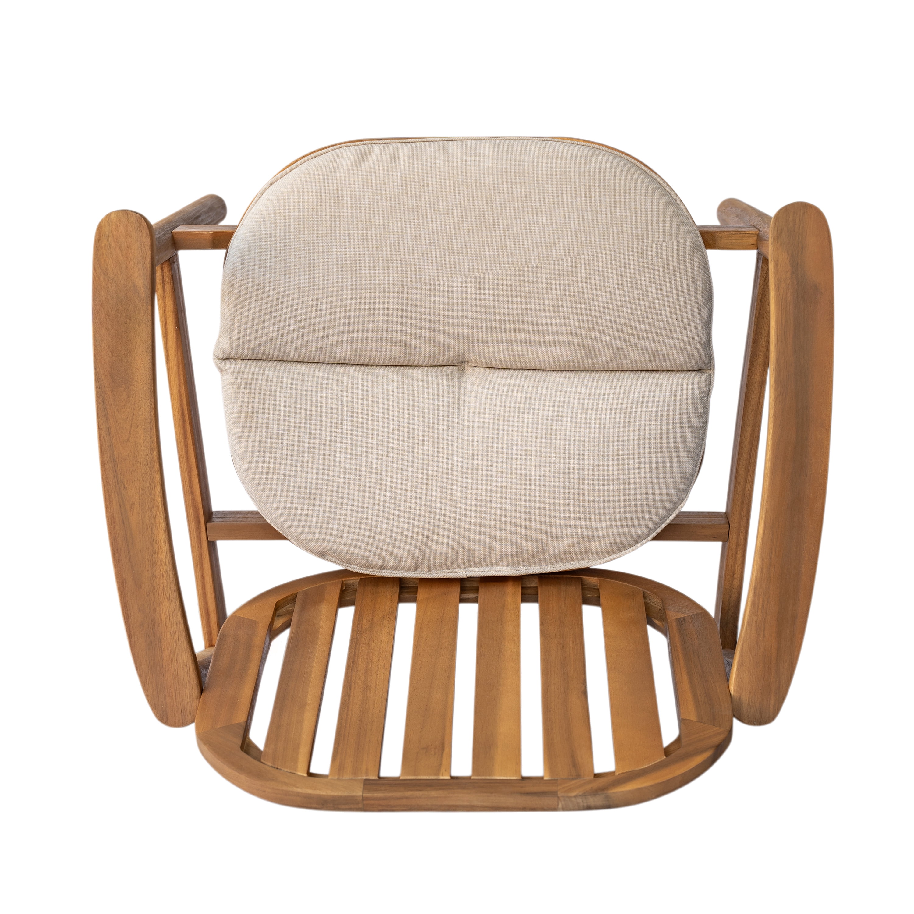 Outdoor Dining Chair Set of 2 with Acacia Wood Frame and Cushion, Patio Dining Chairs and Garden Seating with Beige Fabric, Teak and Beige