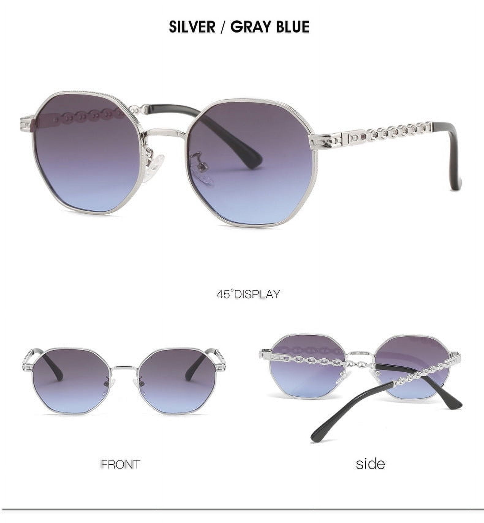 Mens Polygon Sunglasses with UV400 Protection AC Lens Full Frame Metal Frame for Driving Commute Outdoor Sports Fashion
