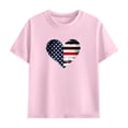 thumbnail image 4 of Pink Kids 4th of July Outfit Patriotic American Flag Heart T-Shirt & Shorts Set,Size 11 T, 4 of 9