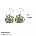 thumbnail image 6 of Thanksgiving Day Hollow Wood Maple Leaf Pumpkin Retro Vintage Halloween Earrings, 6 of 8