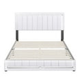 thumbnail image 4 of Skyline Decor Upholstered Faux Leather Platform Bed, Queen, White, 4 of 5