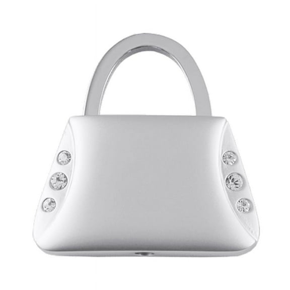 Plain Jeweled Purse Shape Key Ring (Silver)