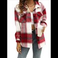 thumbnail image 1 of Ropa de Mujer para y Otoño, Elegante, de Larga, con Solapa, Holgada, A Cuadros, Chaqueta y Camisa de Franela con Botones. Rojo XS, 1 of 9