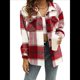 thumbnail image 1 of Ropa de Mujer para y Otoño, Elegante, de Larga, con Solapa, Holgada, A Cuadros, Chaqueta y Camisa de Franela con Botones. Rojo L, 1 of 9