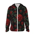 thumbnail image 2 of Uemuo Roses Pattern Women's Full Zip UPF 50+ Sun Protection Hoodie Jacket Long Sleeve Sun Shirt Hiking Outdoor Performance with Pockets-3X-Large, 2 of 9