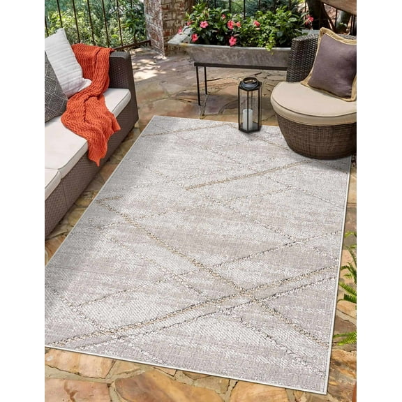 Hauteloom Siesta Outdoor Rug - Outside Porch Patio Area Rug Carpet - Waterproof Rug - Farmhouse - Beige, Brown, Tan - 2' x 3'