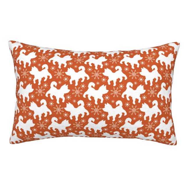 Fotbe Christmas Snowflake Dog Funda de Almohada Decorativa Estilo Occidental, Lujo en Algodón, Fundas para Almohadas King, Cojín Estampado para Decoración del Hogar-16"x24"
