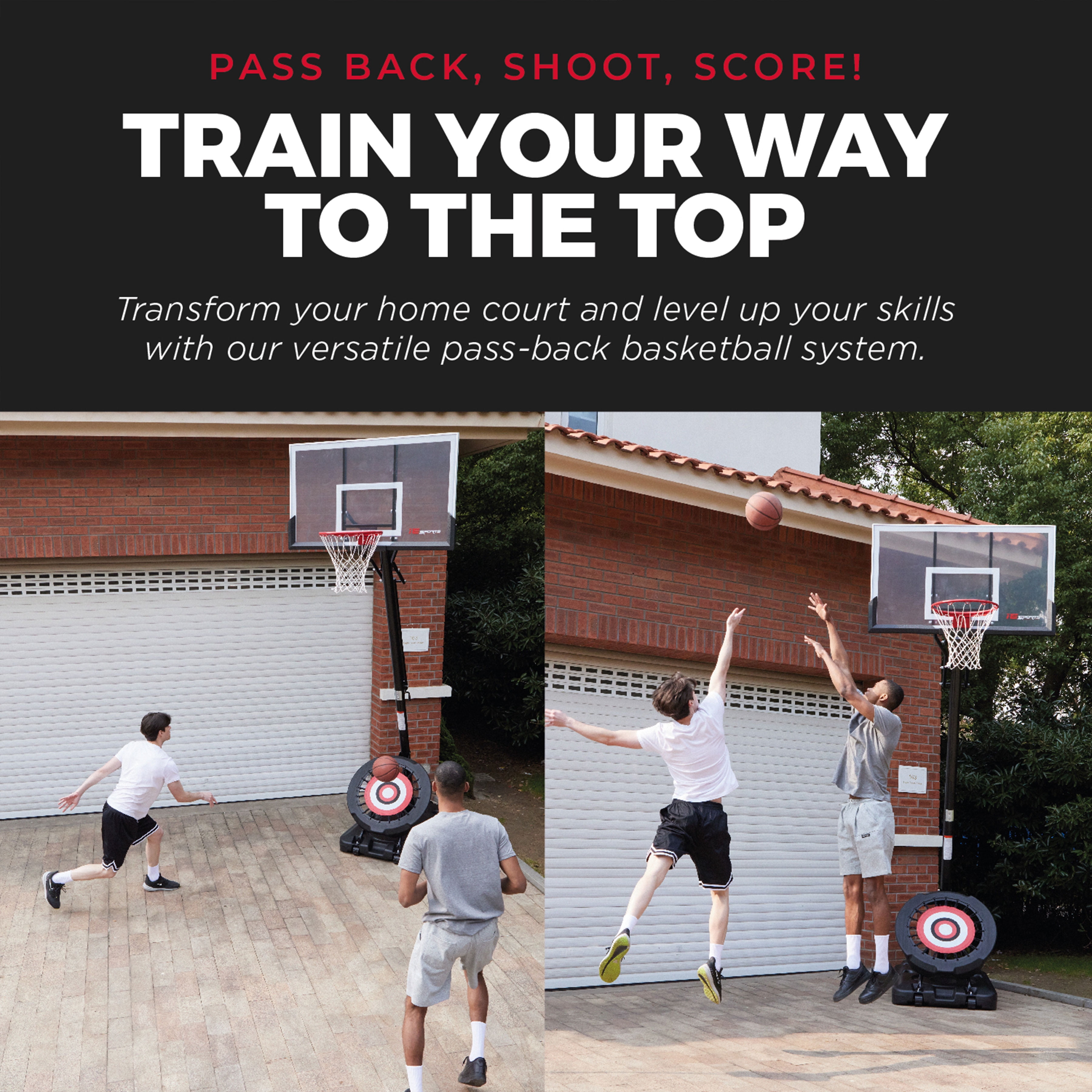 IE Sports Portable Height Adjustable Basketball Hoop w/44" Backboard & Base