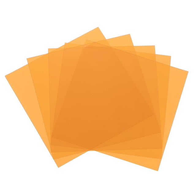 Uxcell 5 Pcs Hojas de Plástico de Color, Filtro de Gel de Corrección de Color Ámbar Transparente Impermeable 3.9 x 3.9" para Manualidades DIY, Iluminación LED, Fotografía (Naranja)