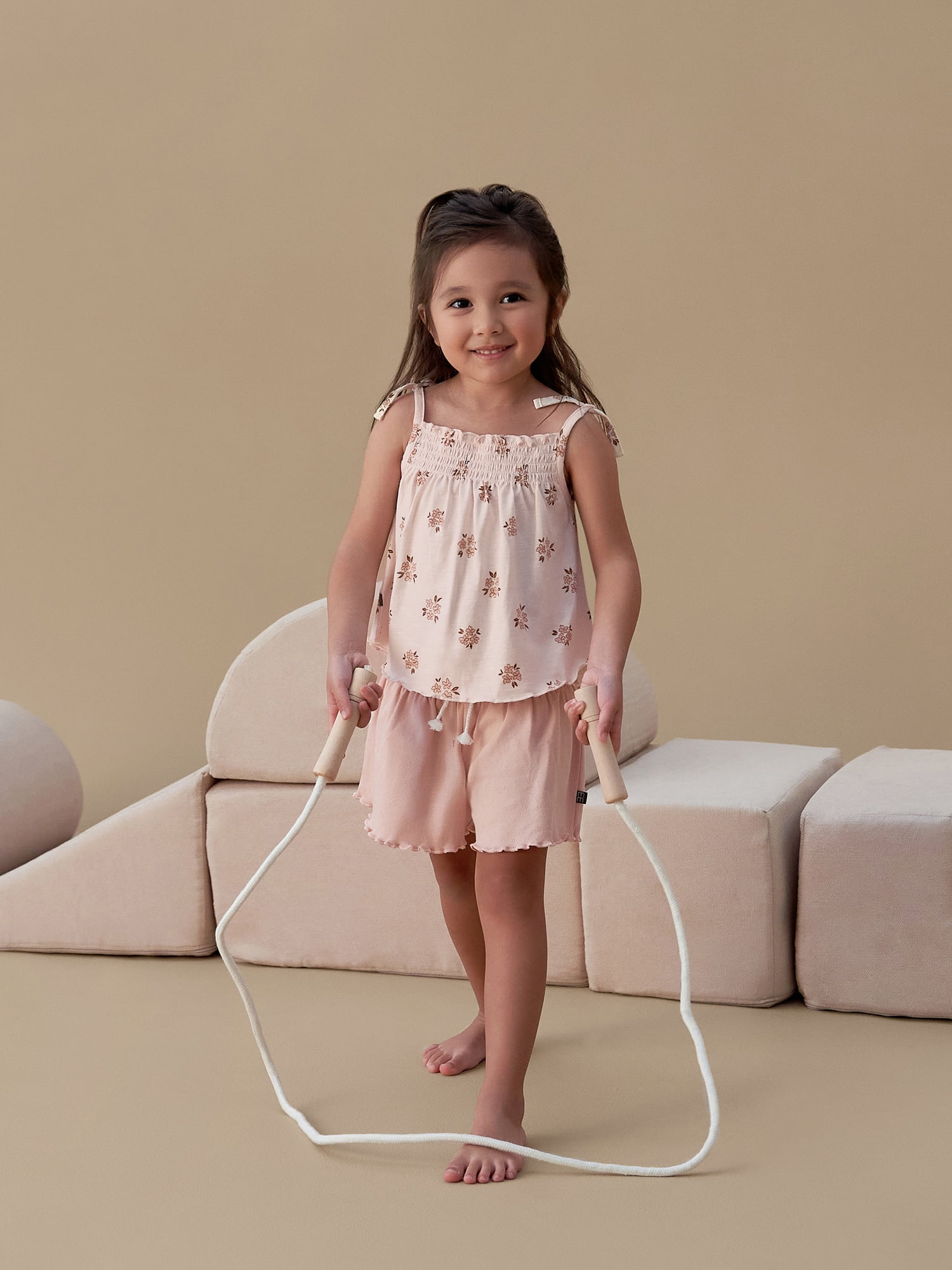 Modern Moments by Gerber Toddler Girl Organic Smocked Wide Leg Short, Sizes 12M-5T