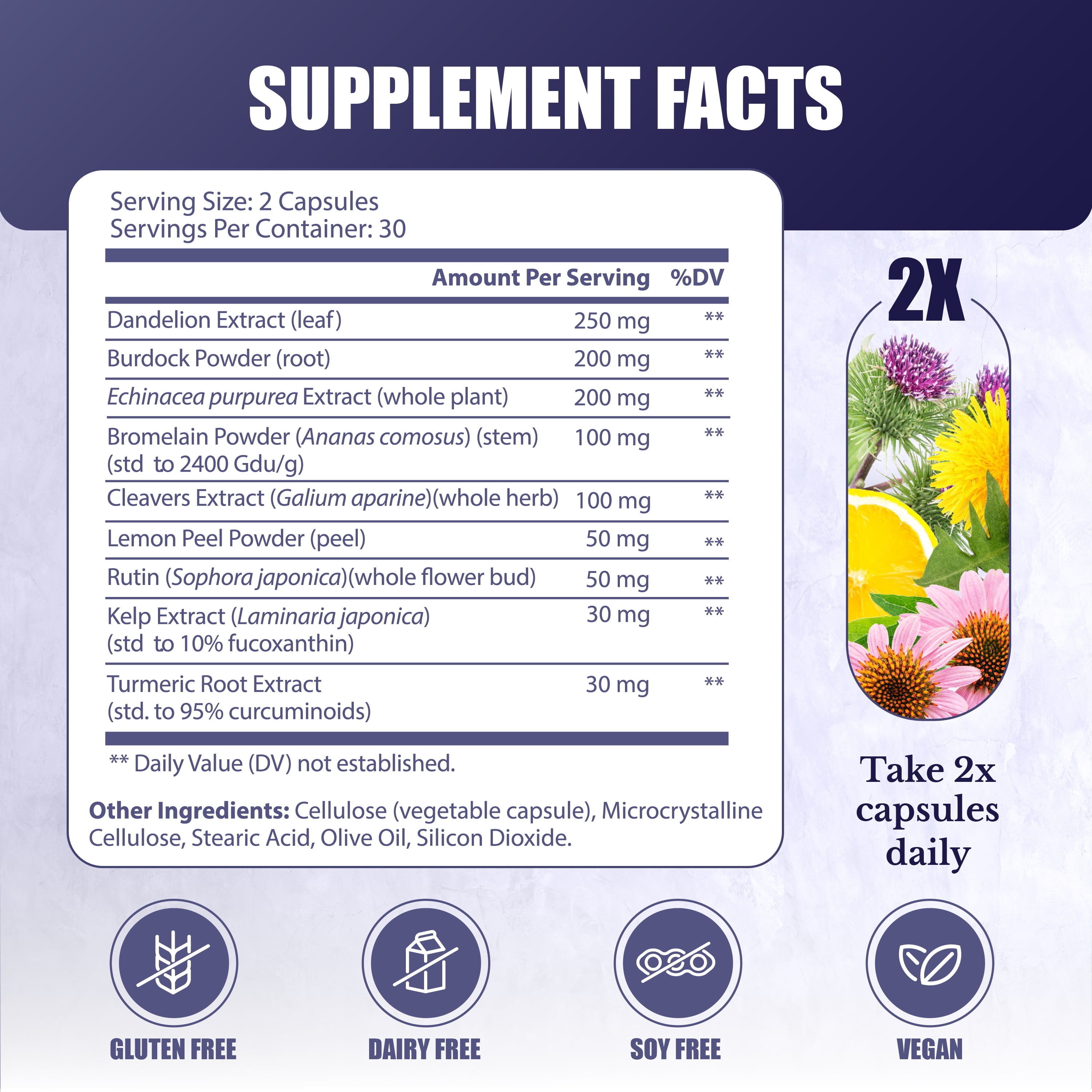 Nation Health MD Lymph MD; Immunity & Circulation Supplements with Dandelion, Burdick & Turmeric