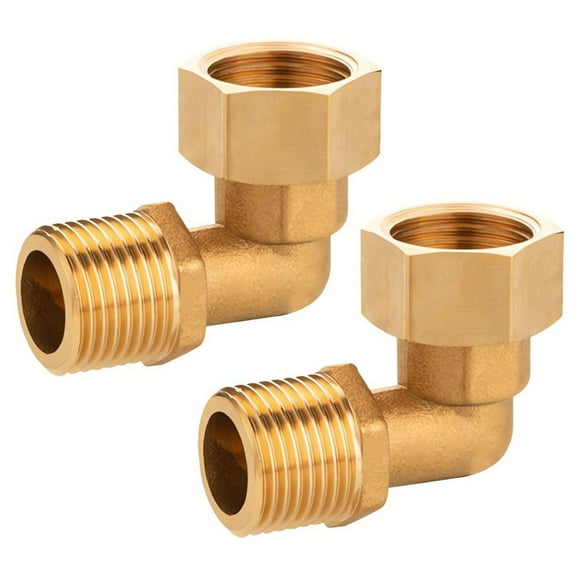 tegongse 2pcs Brass 1/2 Inch 90 Degree Angle Fittings Elbow Connector Simple Installs for Bathroom Kitchen Garden Hose Connection